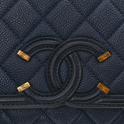 Chanel Caviar Quilted Small CC Filigree Flap Navy 11 of 14
