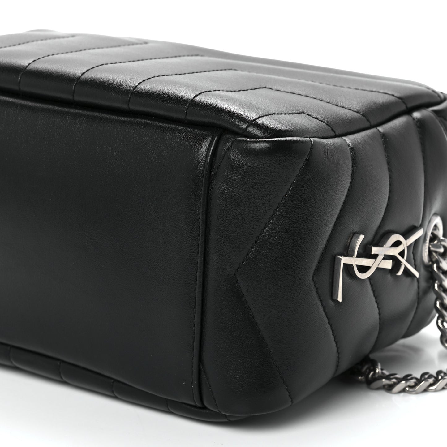 Calfskin Y Quilted Monogram Small Loulou Bowling Bag Black