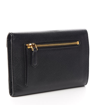 Prada Saffiano Compact Envelope Wallet Black 3 of 6