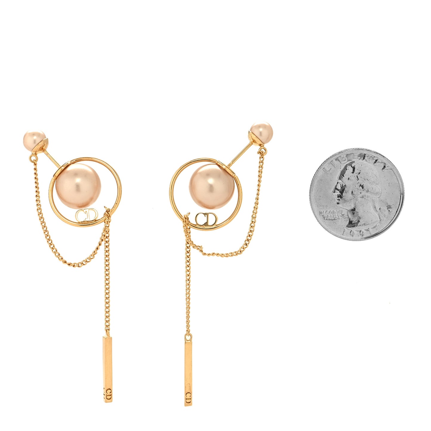 Pearl Tribales Dangle Chain Earrings Gold