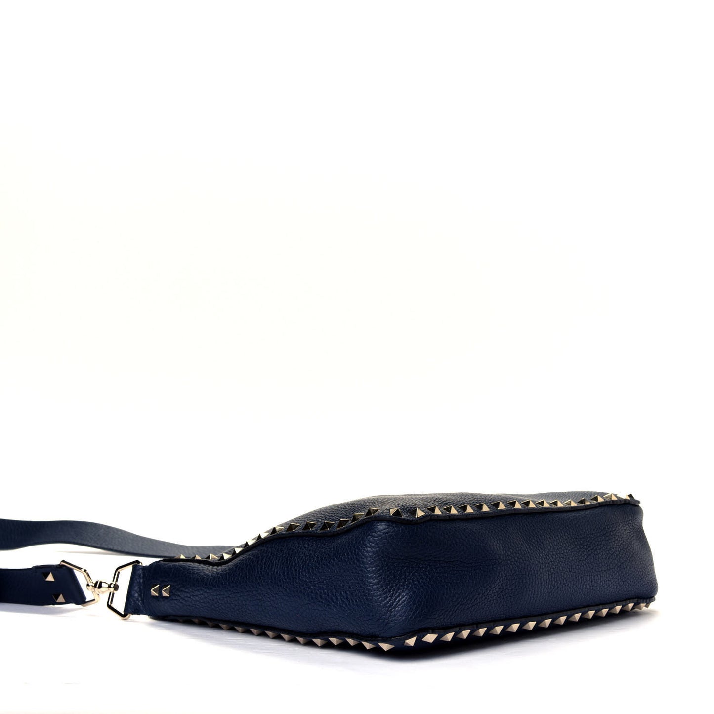 Pebbled Calfskin Small Rockstud Flip-Lock Messenger Bag Marine