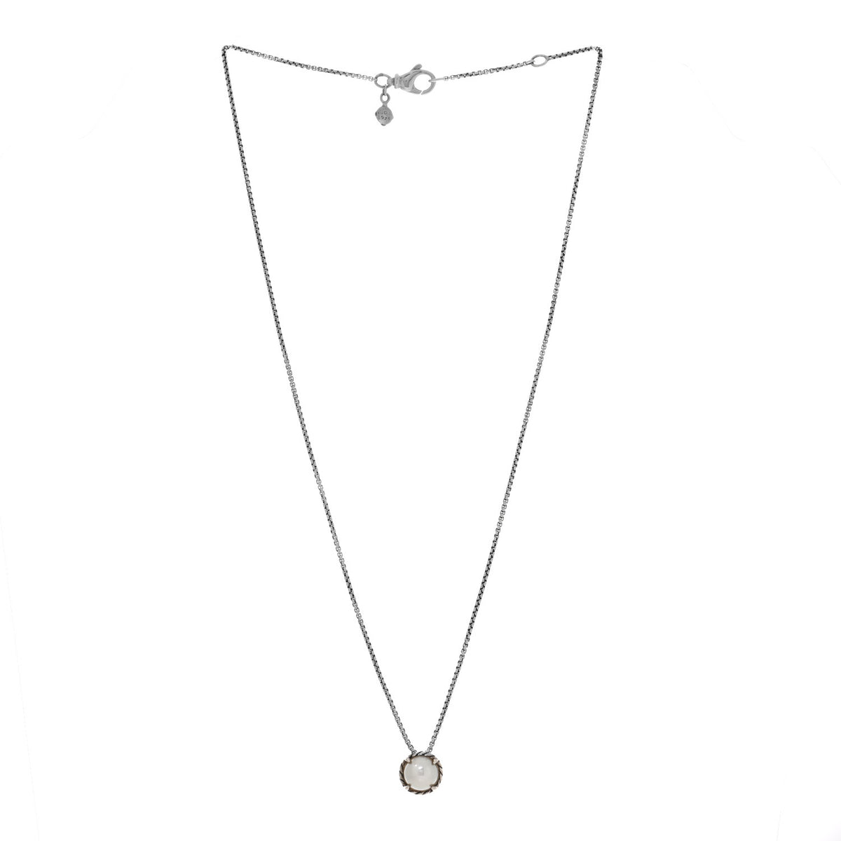 David Yurman Sterling Silver Cultured Pearl 8mm Petite Chatelaine Pendant Necklace 3 of 4