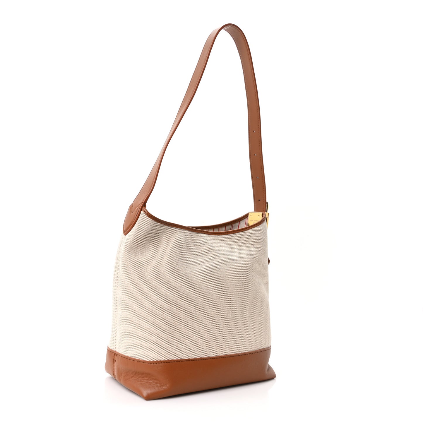Canvas Calfskin Low Key Hobo PM Ecru Cognac