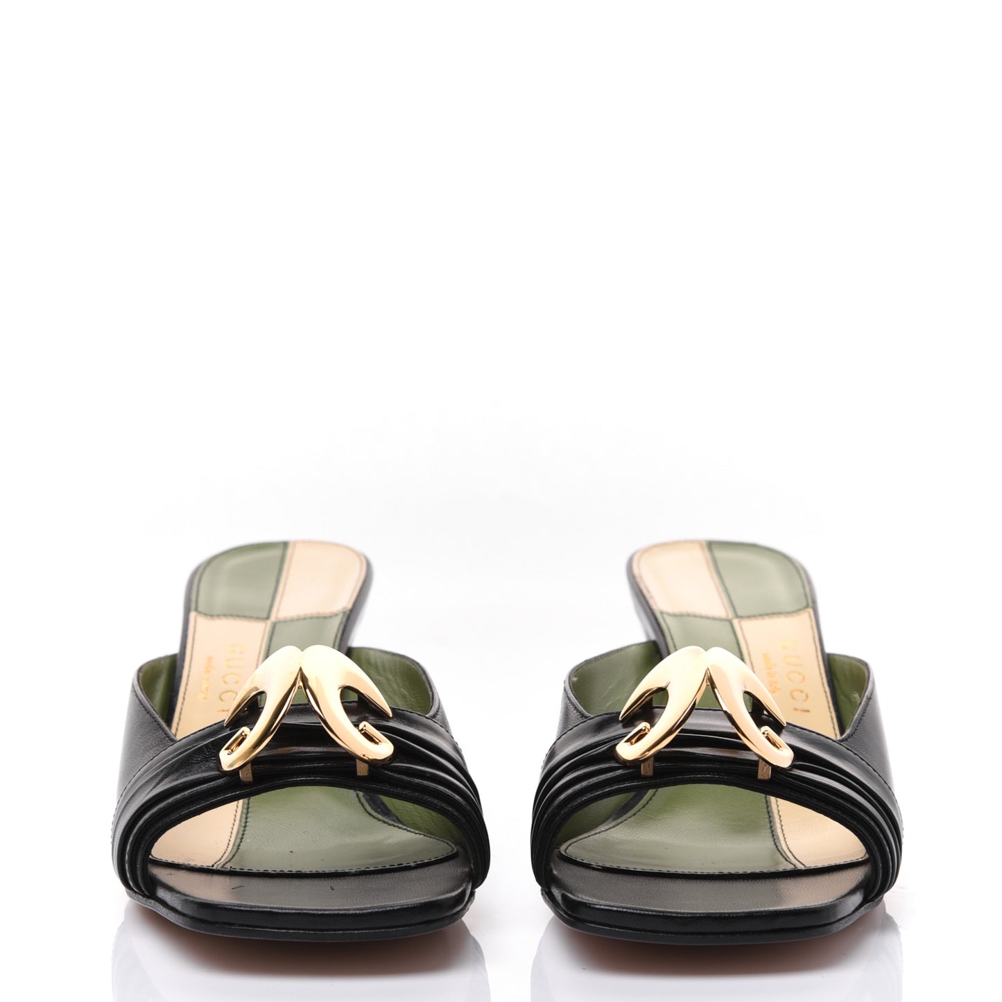 Malaga Kid Half Moon GG Square Toe Slide Sandals 38.5 Black
