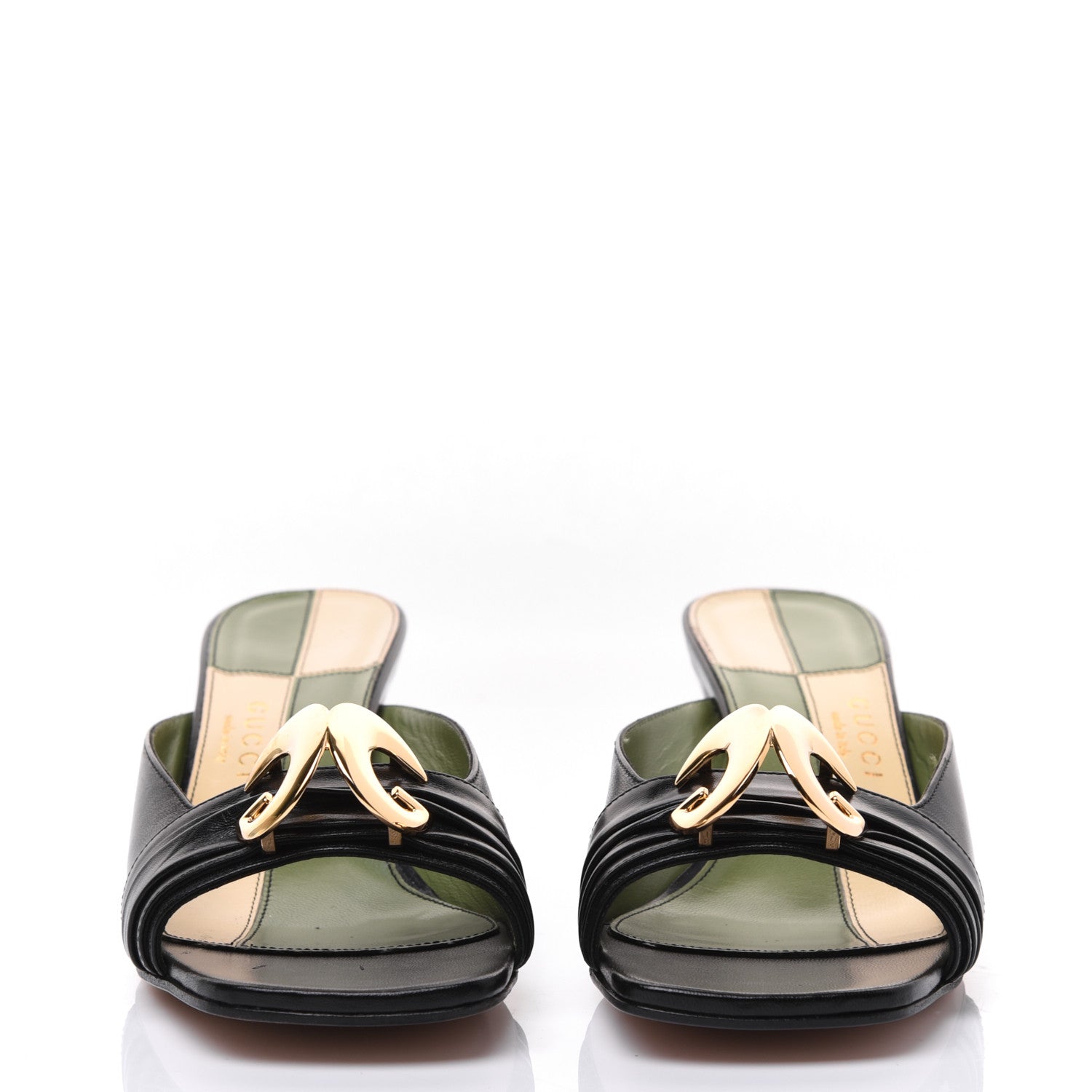 Gucci Malaga Kid Half Moon GG Square Toe Slide Sandals 38.5 Black 2 of 10