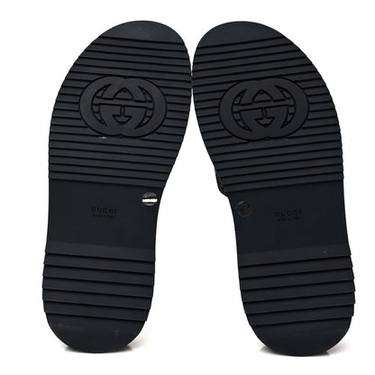 Gucci Jacquard Black Denim GG Monogram Angelina Platform 55mm Slide Sandals 38.5 Black Ivory 5 of 9