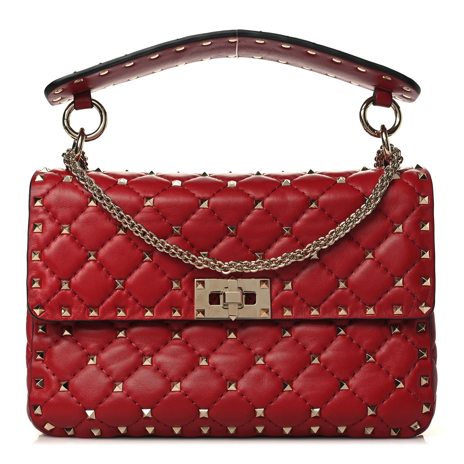 Valentino Garavani Nappa Medium Rockstud Spike Shoulder Bag Rosso Valentino 1 of 8