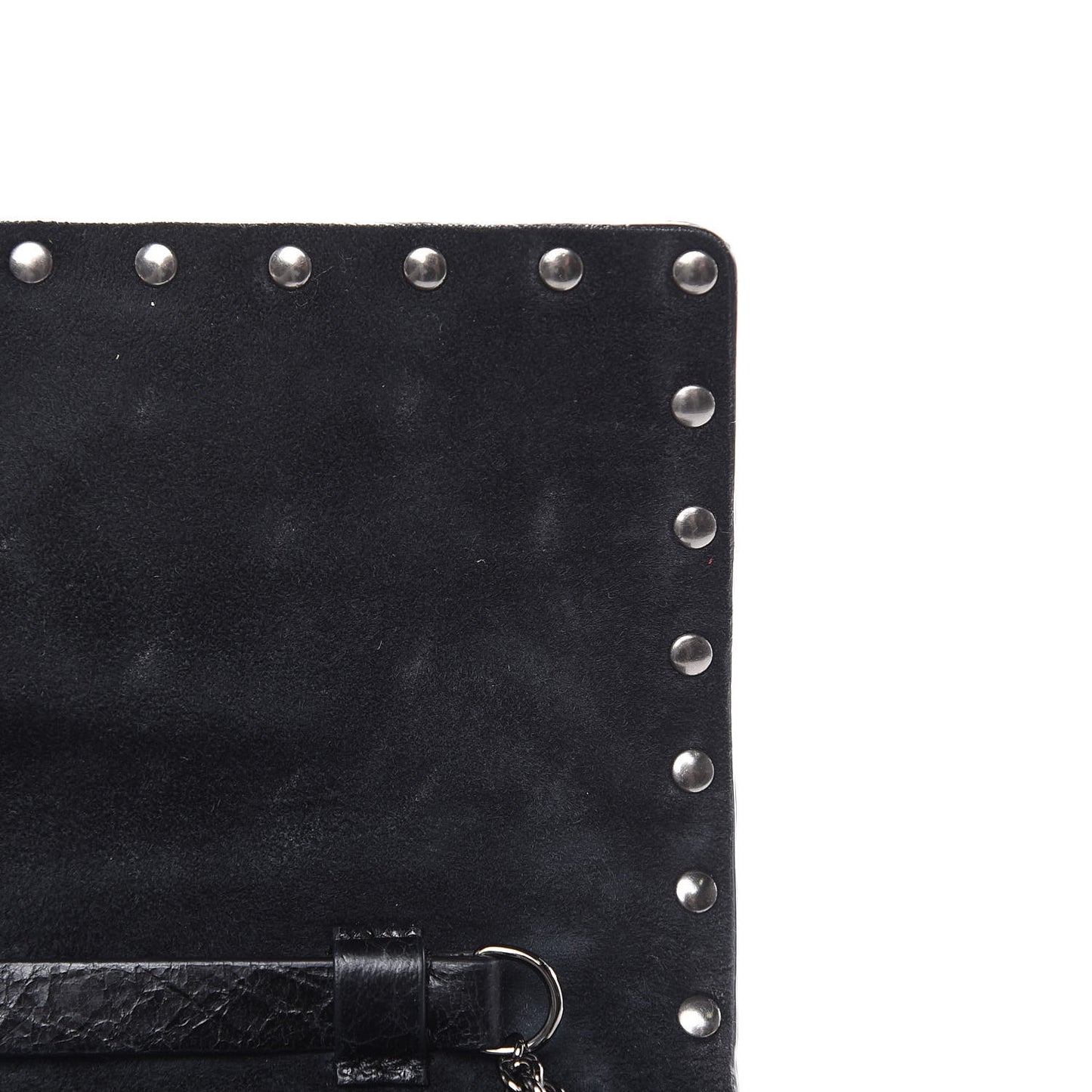 Craquele Nappa Rockstud Spike Wallet on Chain Black