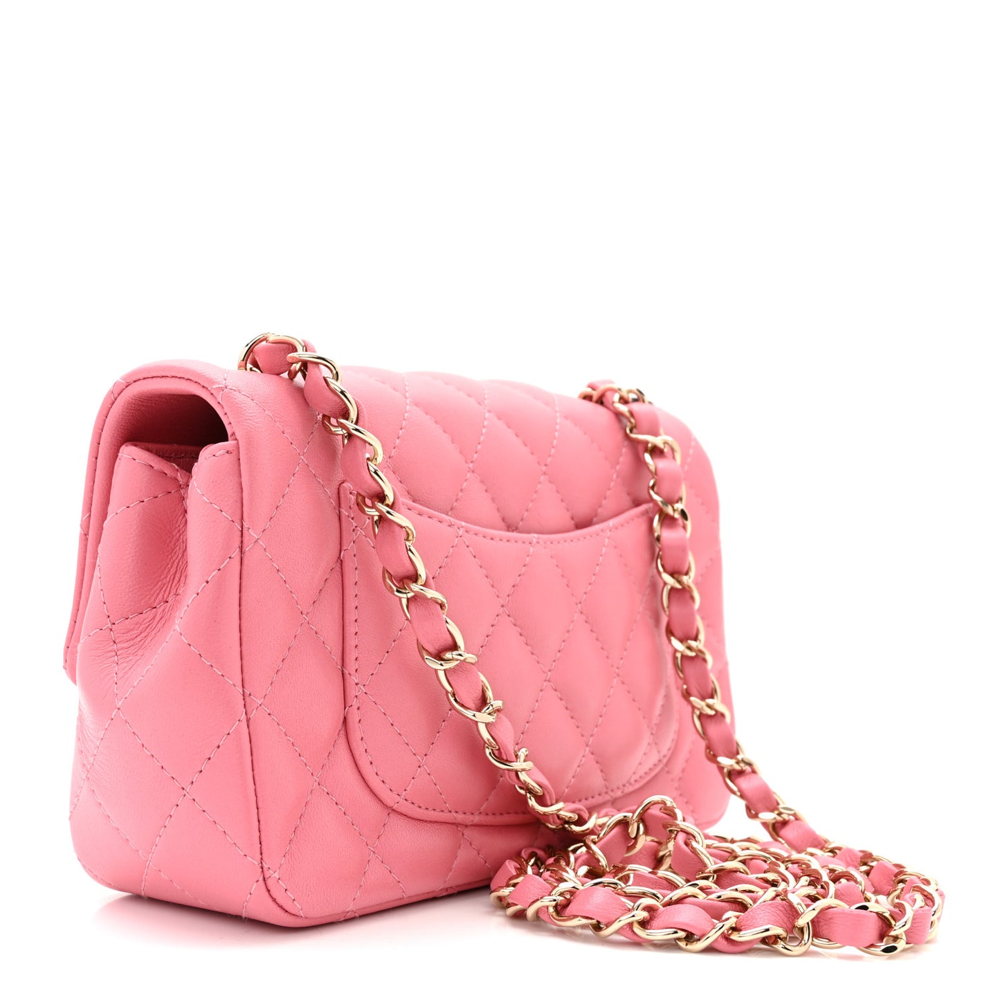 Lambskin Quilted Mini Rectangular Flap Pink
