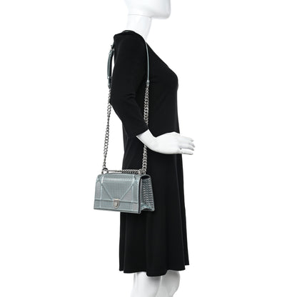 Christian Dior Metallic Patent Micro-Cannage Small Diorama Flap Bag Azur 2 of 10