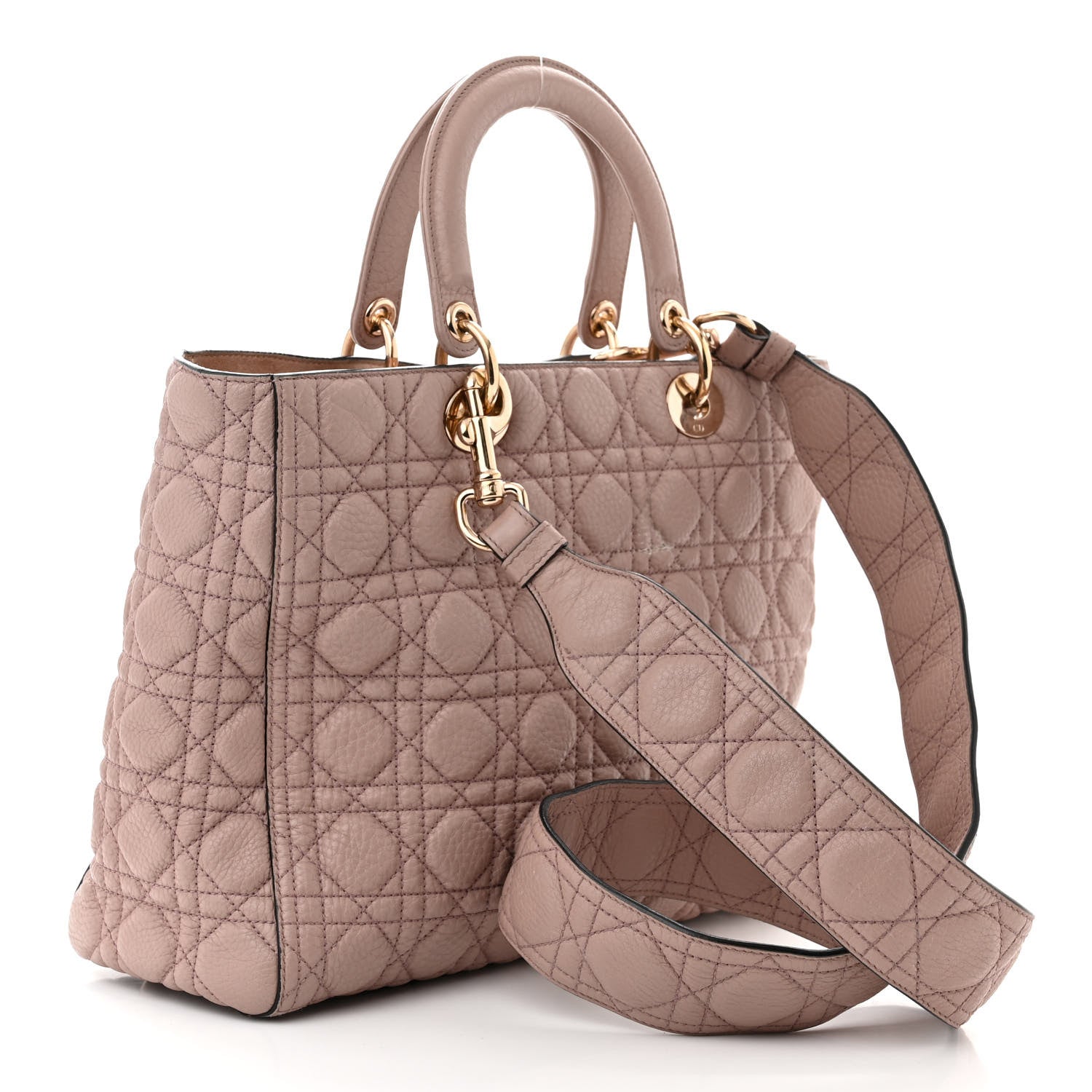 Christian Dior Grained Calfskin Cannage Large Lady Dior Light Pink 3 of 12
