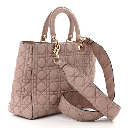 Christian Dior Grained Calfskin Cannage Large Lady Dior Light Pink 3 of 12