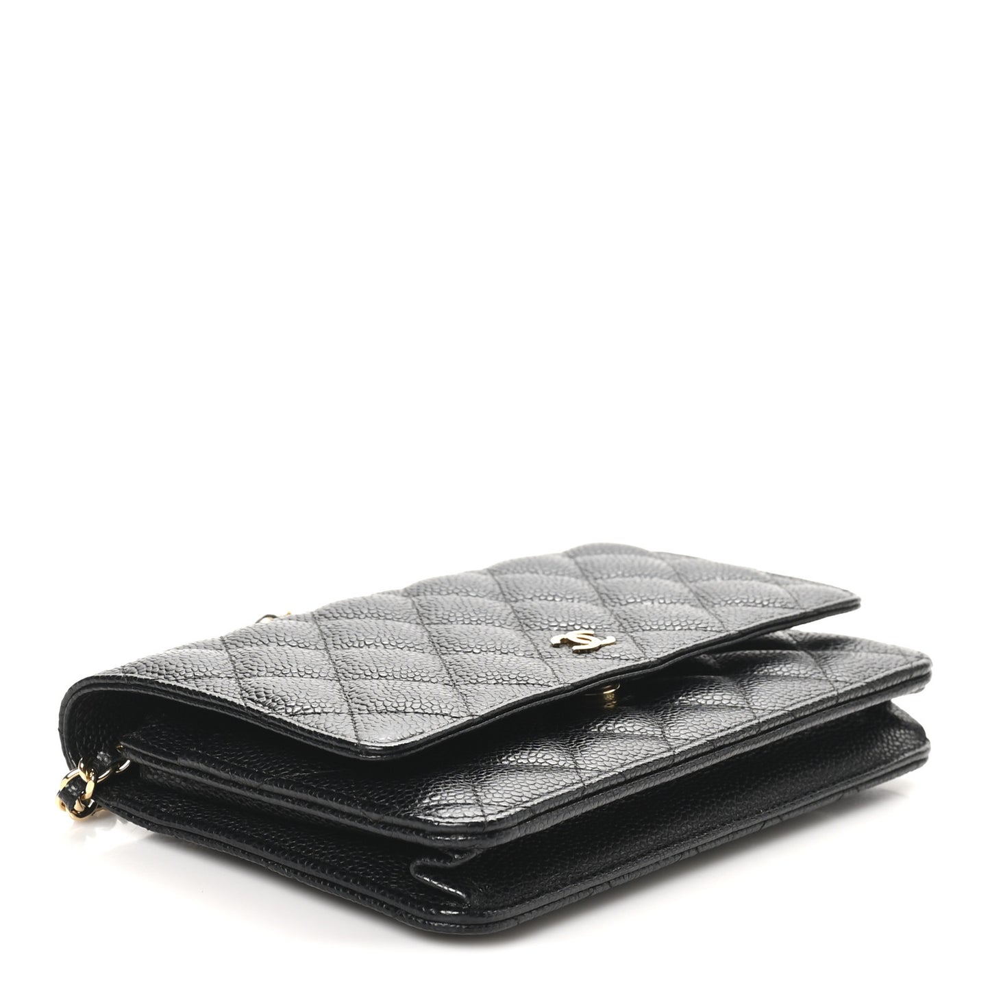Caviar Quilted Wallet on Chain WOC Black
