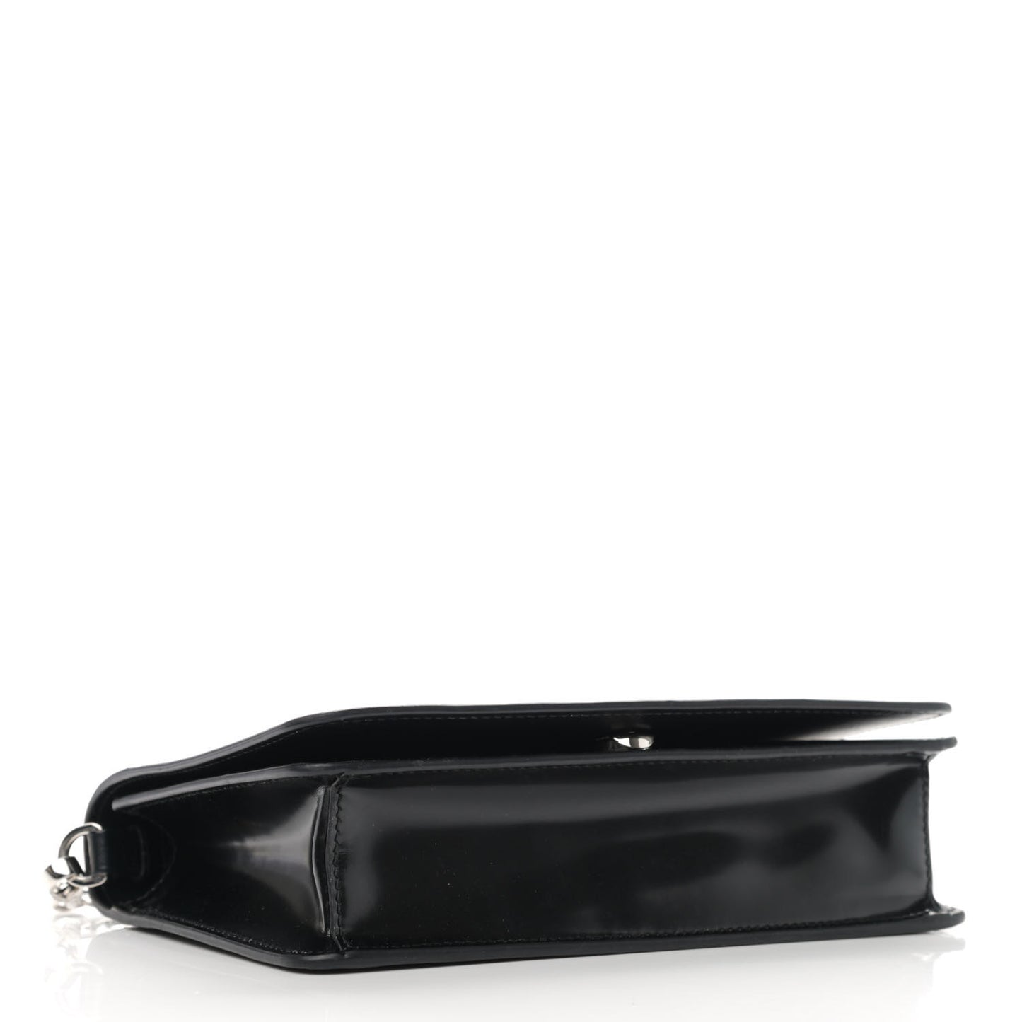 Spazzolato Flap Slide Chain Shoulder Bag Black