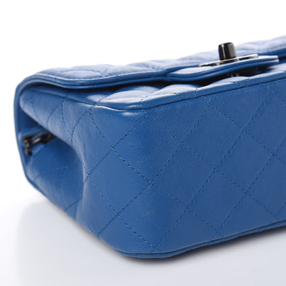 Chanel Crumpled Calfskin Quilted Mini Square Flap Blue 10 of 11