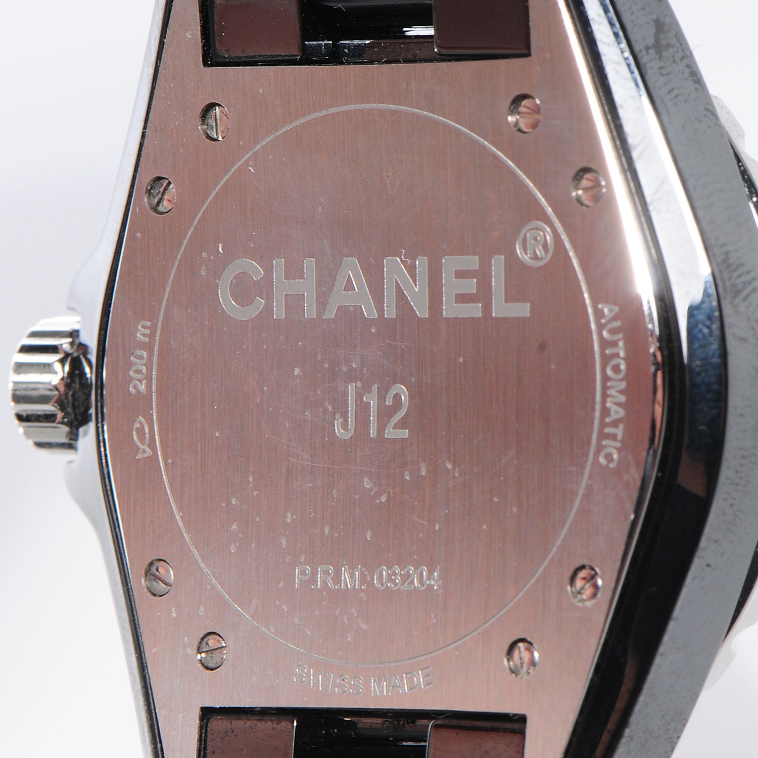 Chanel Stainless Steel Ceramic Diamond 38mm J12 Automatic Watch Black 3 of 7