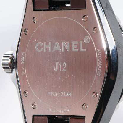 Chanel Stainless Steel Ceramic Diamond 38mm J12 Automatic Watch Black 3 of 7