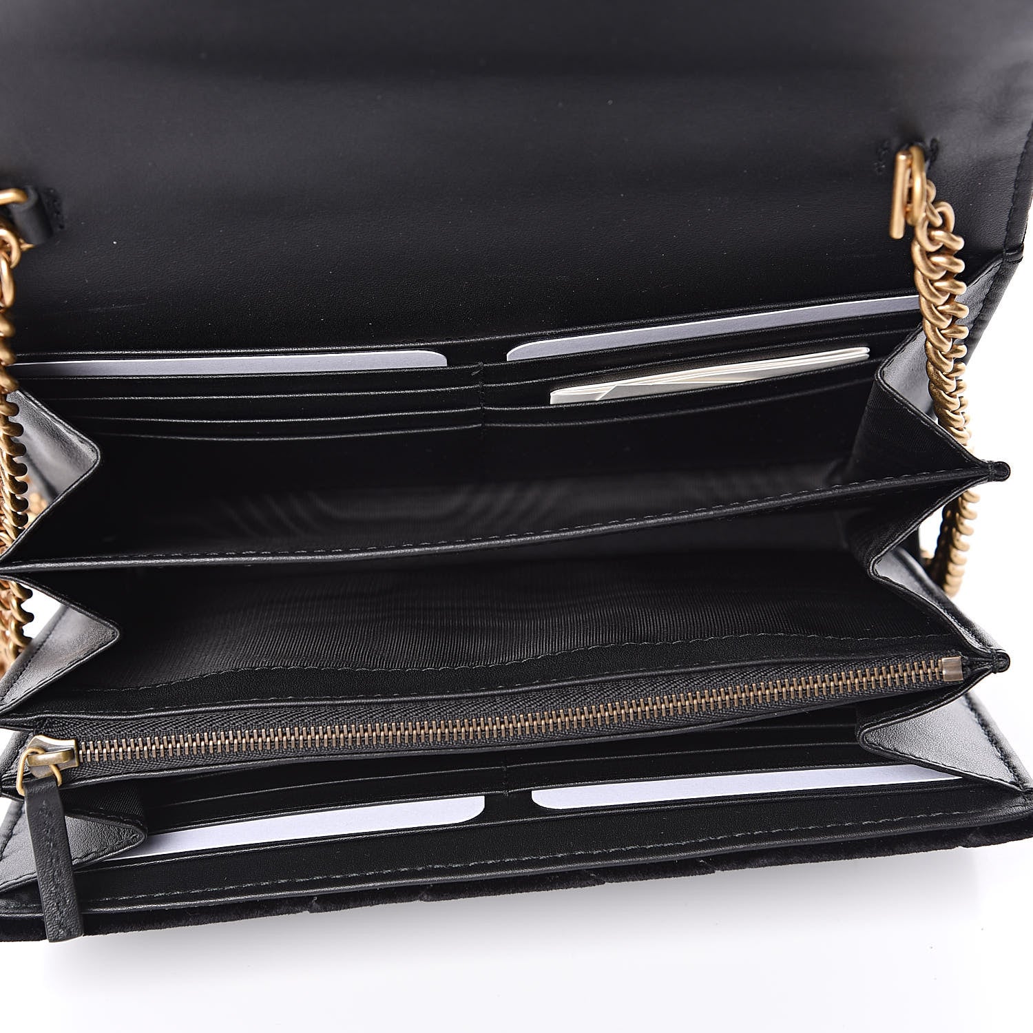 Gucci Velvet Matelasse GG Marmont Chain Wallet Black 4 of 10