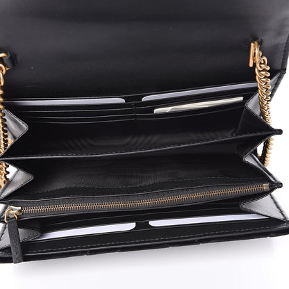 Gucci Velvet Matelasse GG Marmont Chain Wallet Black 4 of 10