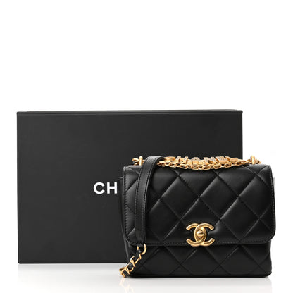 Chanel Lambskin Quilted Mini CC Crystal Logo Chain Flap Black 11 of 11