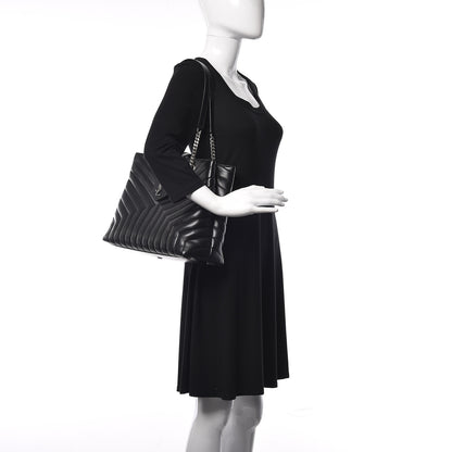 Saint Laurent Calfskin Y Quilted Monogram Large Loulou Shopper Black 2 of 10