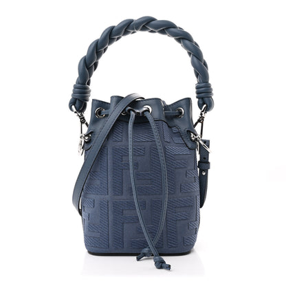 Fendi Canvas Vitello Grace F is Fendi FF Embroidered Mini Mon Tresor Bucket Bag Mirto 1 of 11