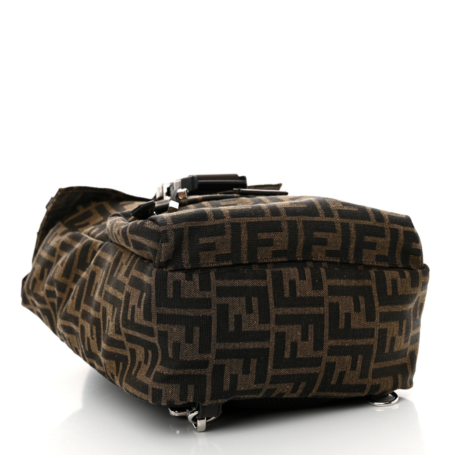 Fendi Recycled Fabric Jacquard Vitello Astro FF 1974 Small Fendiness Backpack Tobacco Moro Black 4 of 11