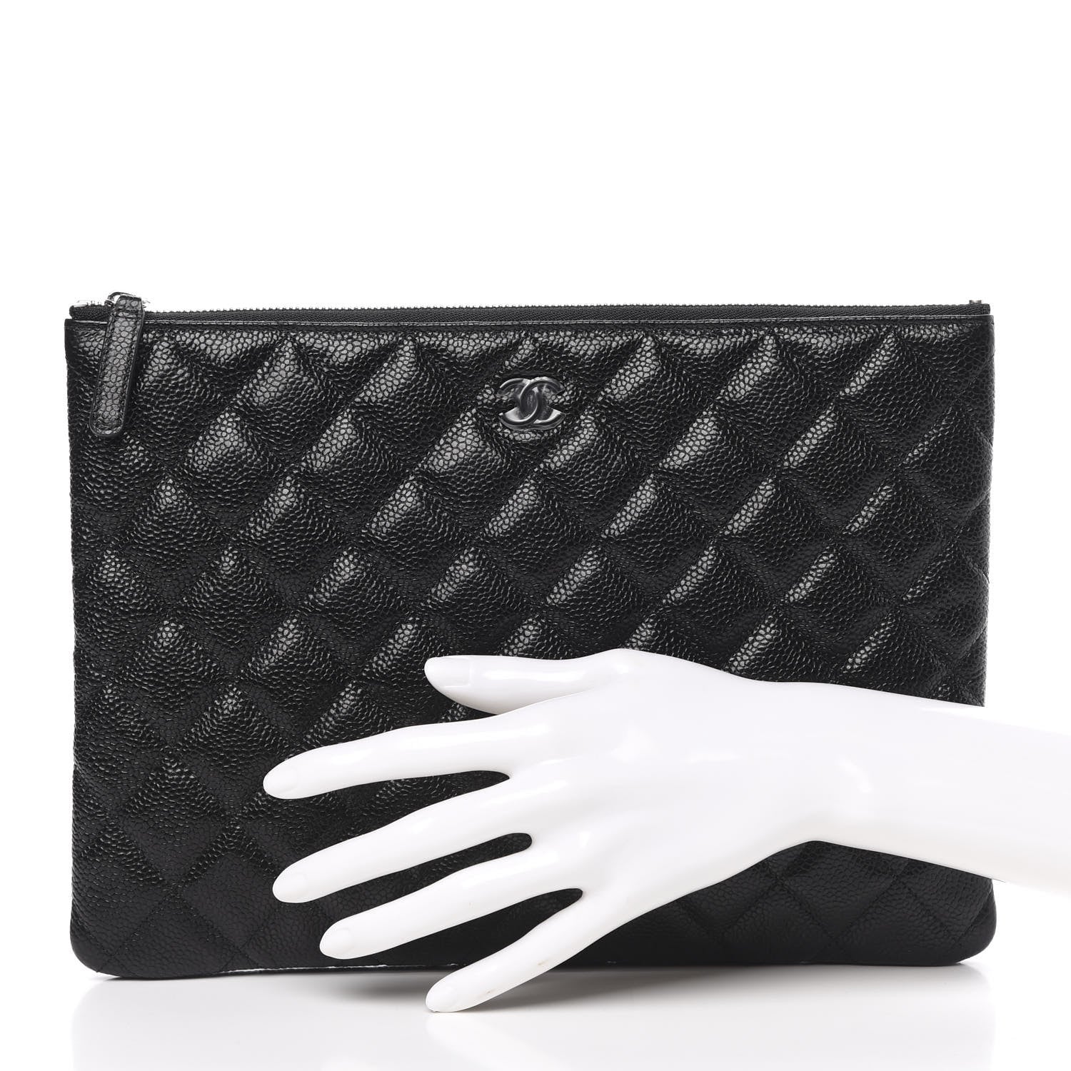 Chanel Caviar Quilted Medium Cosmetic Case Black 2 of 8