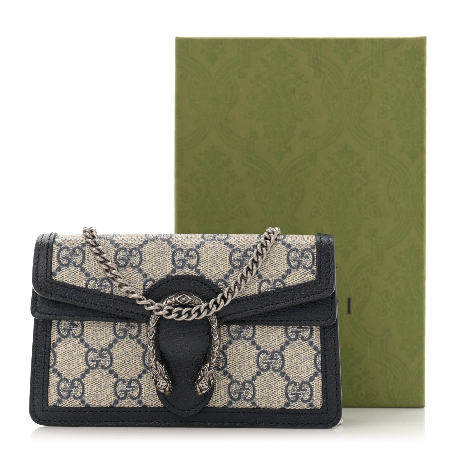 Gucci GG Supreme Monogram Textured Dollar Calfskin Super Mini Dionysus Shoulder Bag Beige Blue 10 of 10