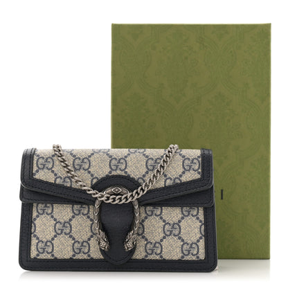 Gucci GG Supreme Monogram Textured Dollar Calfskin Super Mini Dionysus Shoulder Bag Beige Blue 10 of 10