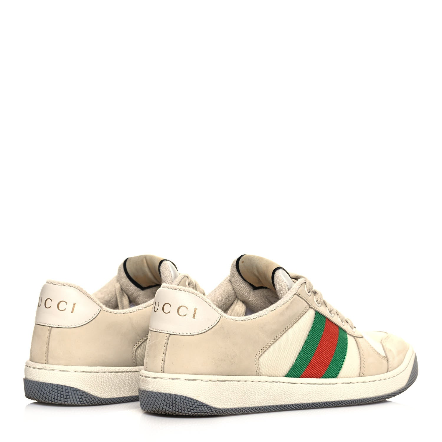 Gucci Nylon Nubuck Web Womens Screener Sneakers 37.5 Mystic White Dusty Milk 4 of 10