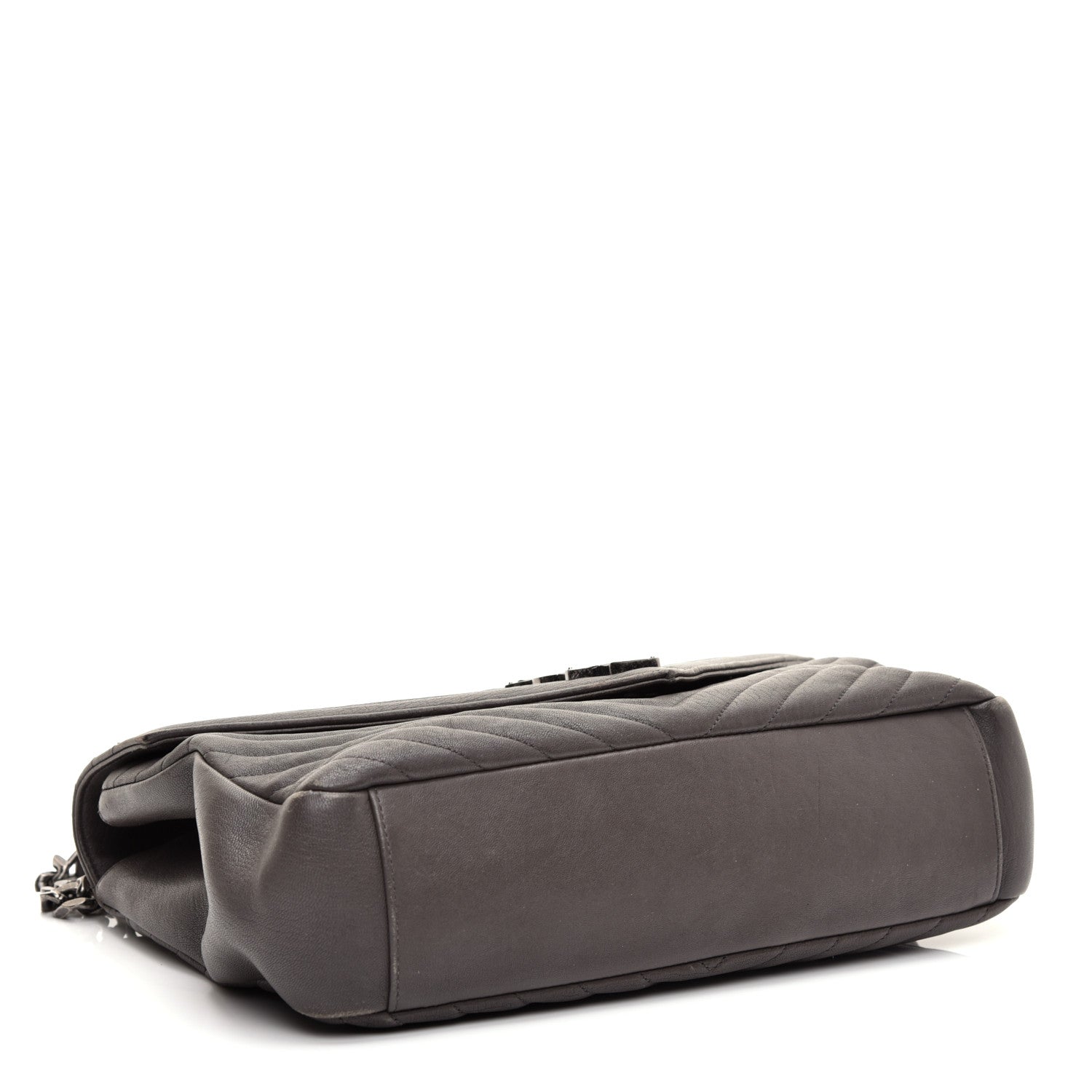 Saint Laurent Sheepskin Matelasse Chevron Monogram Large College Bag Light Coal 4 of 10