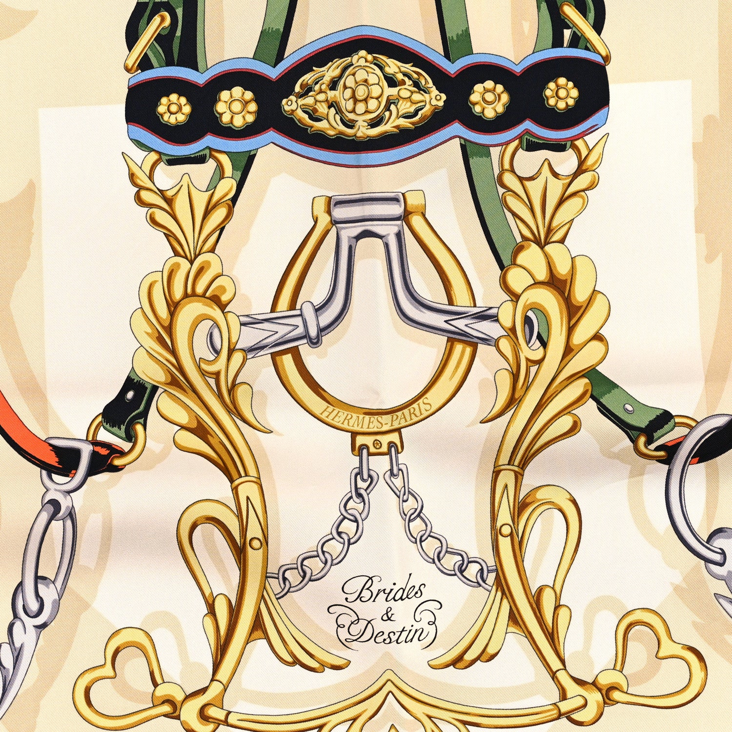 Hermes Silk Brides Et Destin Scarf 90 White Marine Multicolor 2 of 3