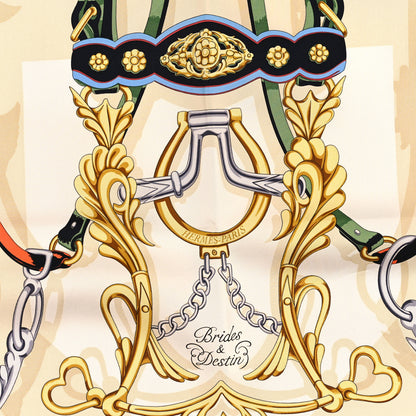 Hermes Silk Brides Et Destin Scarf 90 White Marine Multicolor 2 of 3