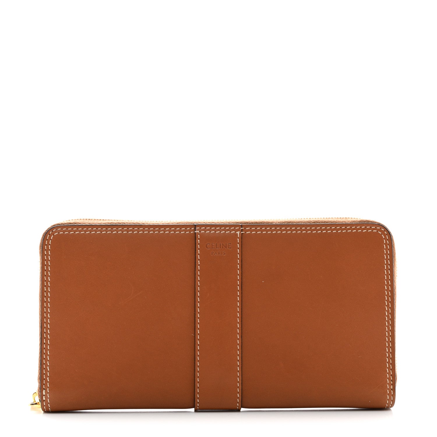 Celine Natural Calfskin Large Zip Around Multifunction Wallet Tan 1 of 8