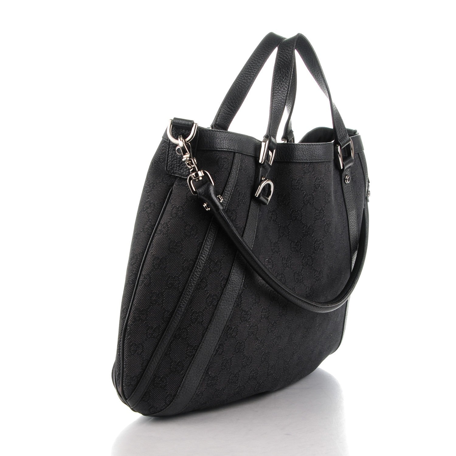 Gucci Monogram Medium Abbey Convertible Tote Black 3 of 9