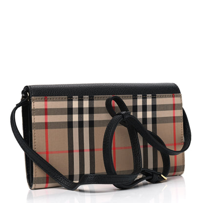 Burberry Grainy Calfskin Vintage Check Wallet With Detachable Strap Black 2 of 5