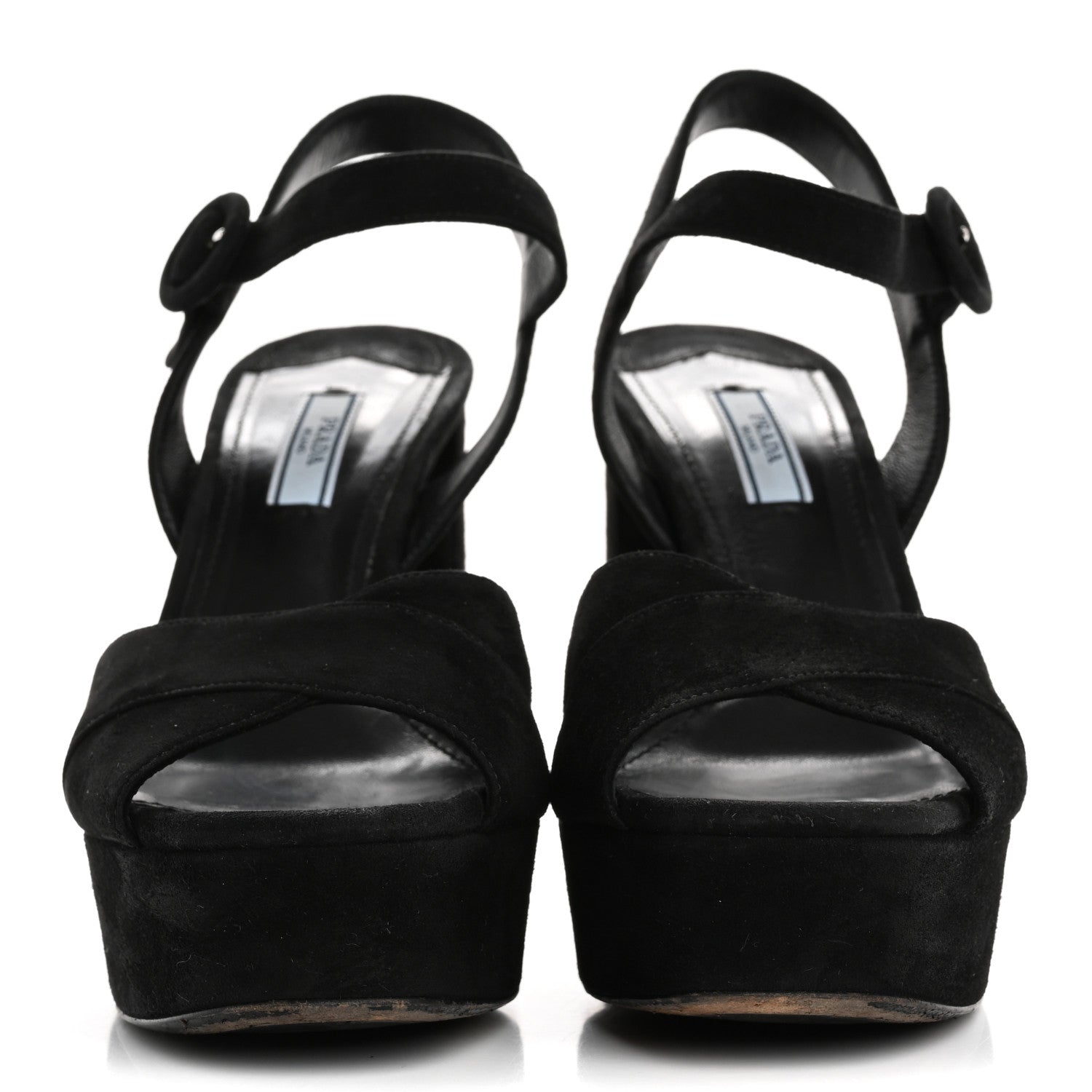 Prada Suede Platform Sandals 39 Black 3 of 12