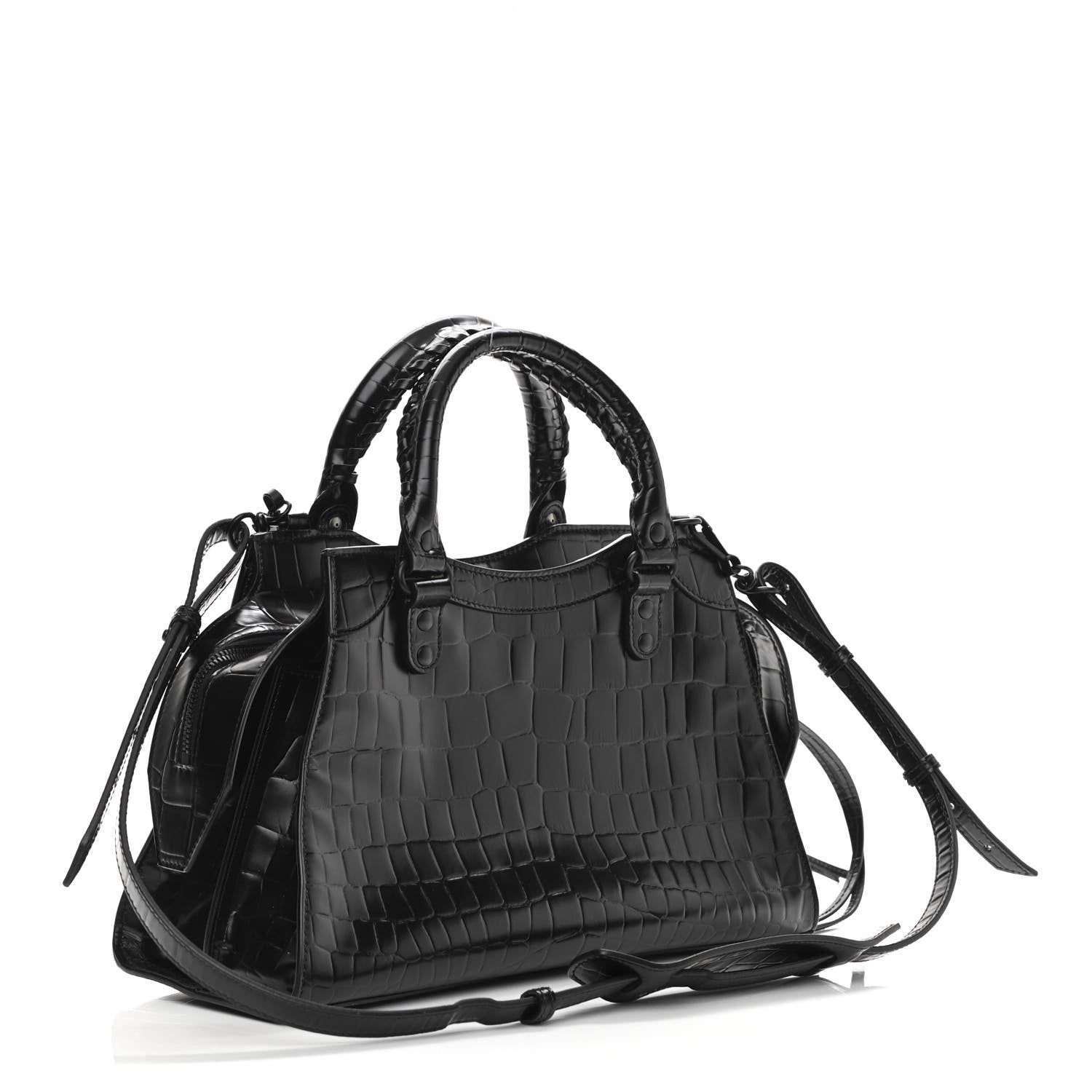Balenciaga Semi Shiny Calfskin Crocodile Embossed Neo Classic Black Hardware S City Black 3 of 9