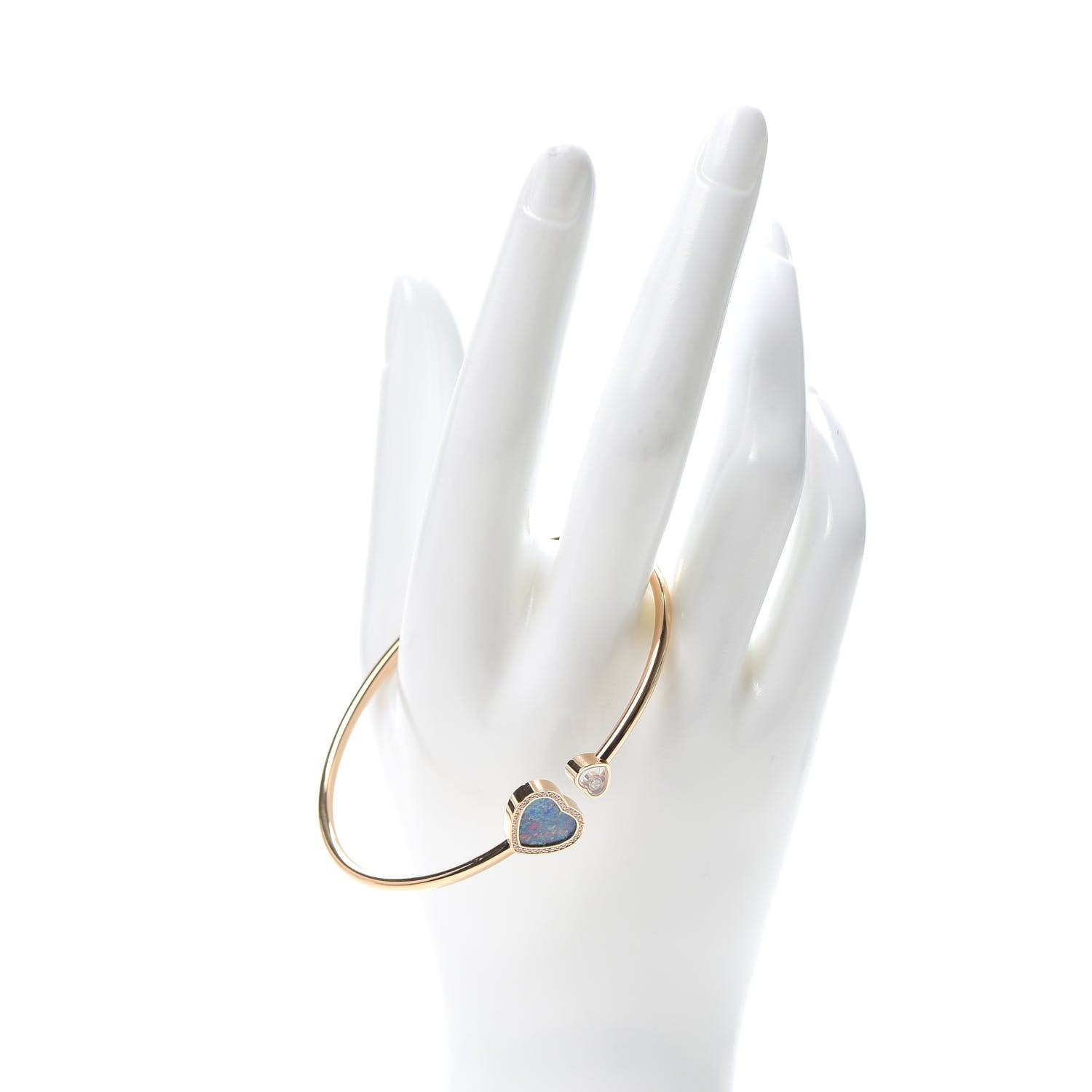 Chopard 18K Rose Gold Diamond Opal Happy Hearts Bangle Bracelet 2 of 8