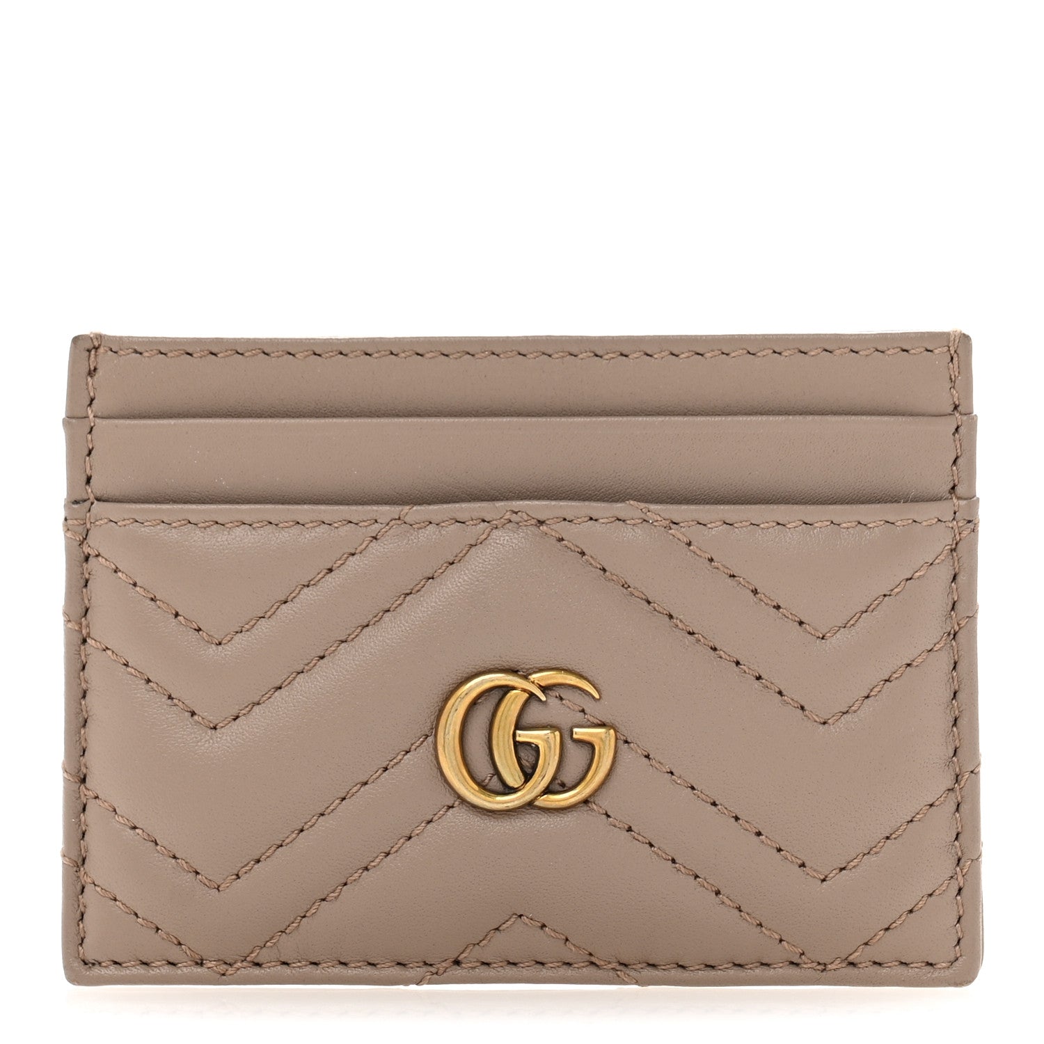 Gucci Calfskin Matelasse GG Marmont Card Holder Porcelain Rose 1 of 10