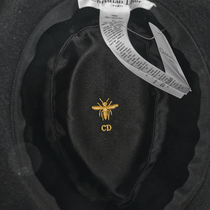 Christian Dior Rabbit Felt Veil Hat 57 Black 7 of 8