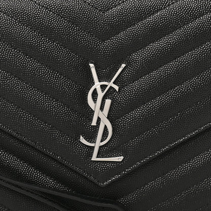 Saint Laurent Grain De Poudre Matelasse Chevron Monogram Envelope Clutch Black 8 of 9