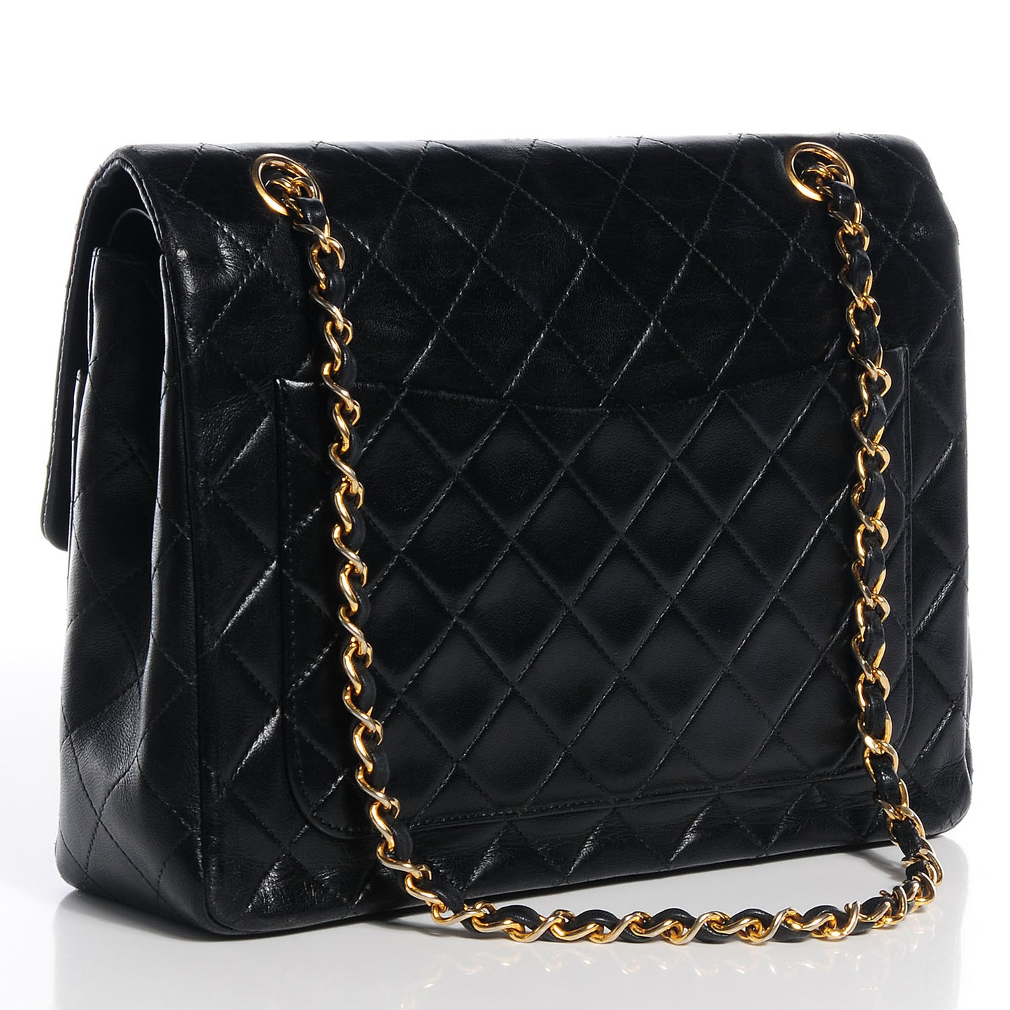 Lambskin Medium Double Flap Black