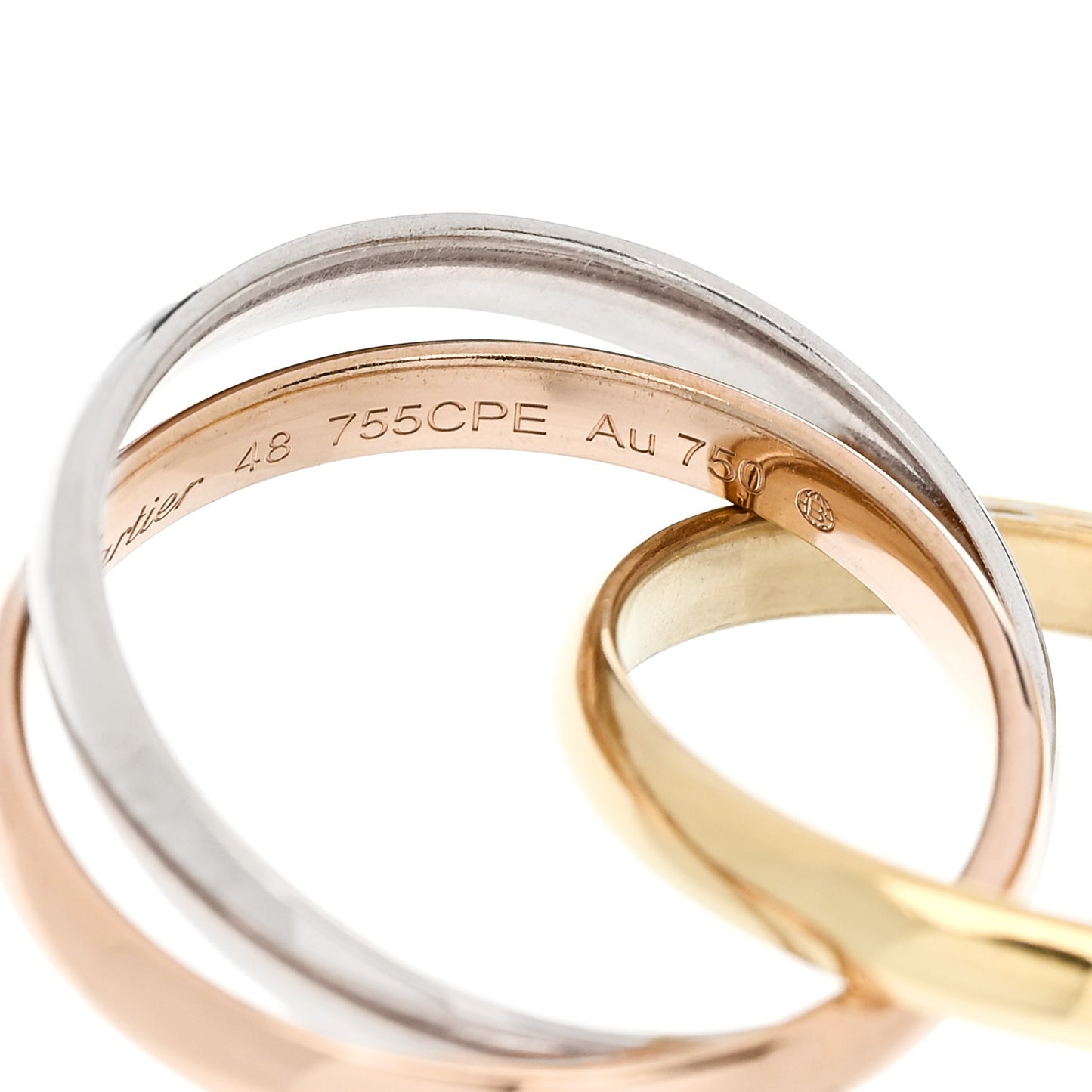 18K Pink Yellow White Gold Small Trinity Ring 48 4.5