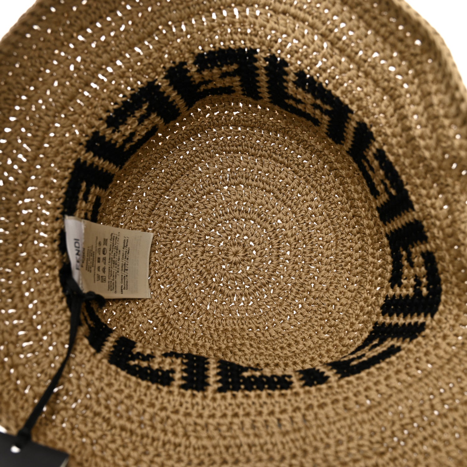 Fendi Cotton FF Woven Bucket Hat L Naturale Black 5 of 6