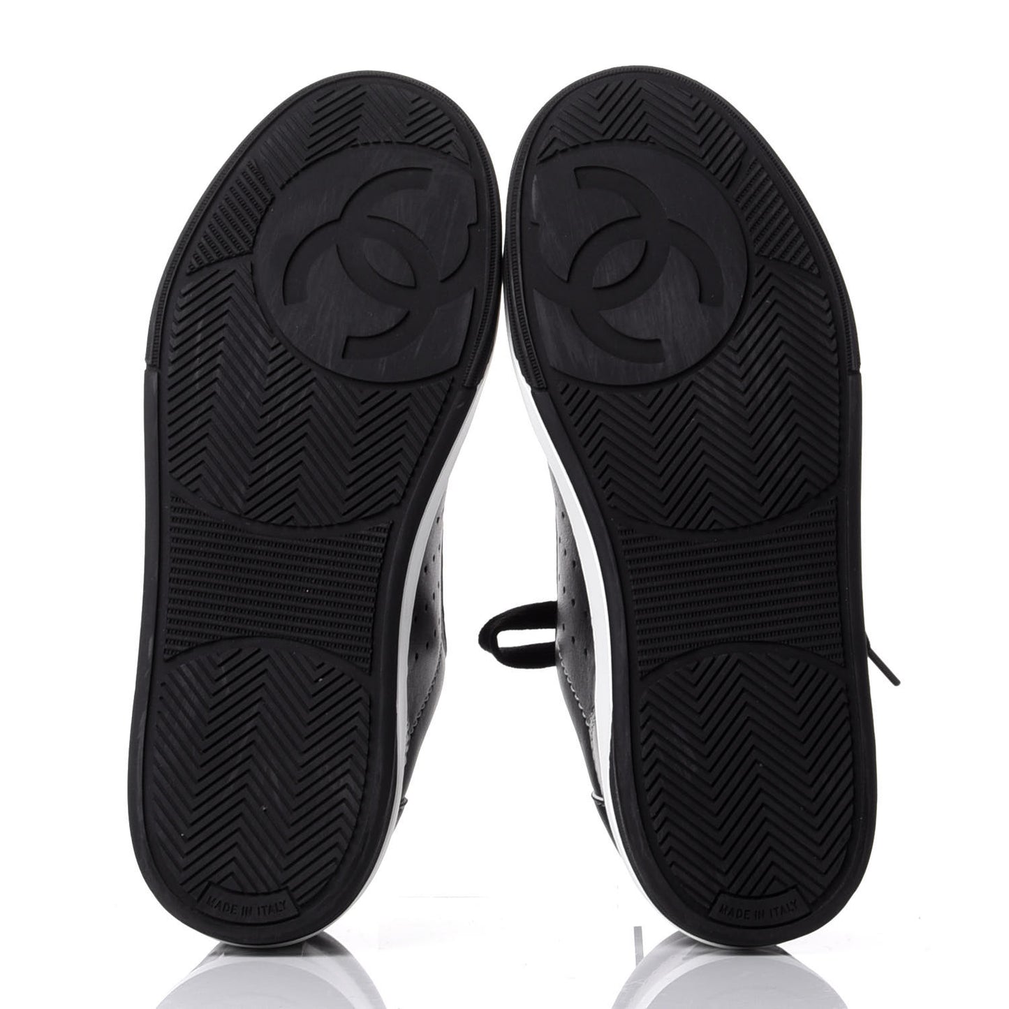 Calfskin Womens Logo Sneakers 37 Black White