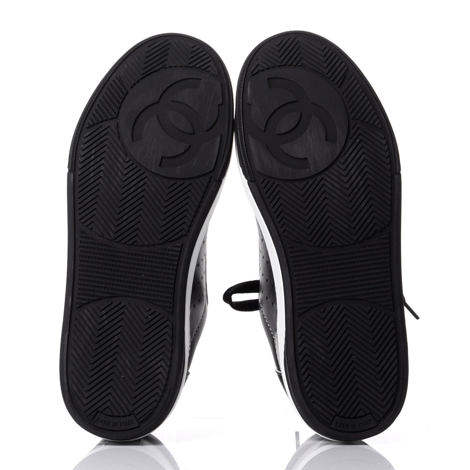 Chanel Calfskin Womens Logo Sneakers 37 Black White 7 of 11