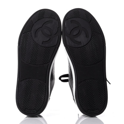 Chanel Calfskin Womens Logo Sneakers 37 Black White 7 of 11