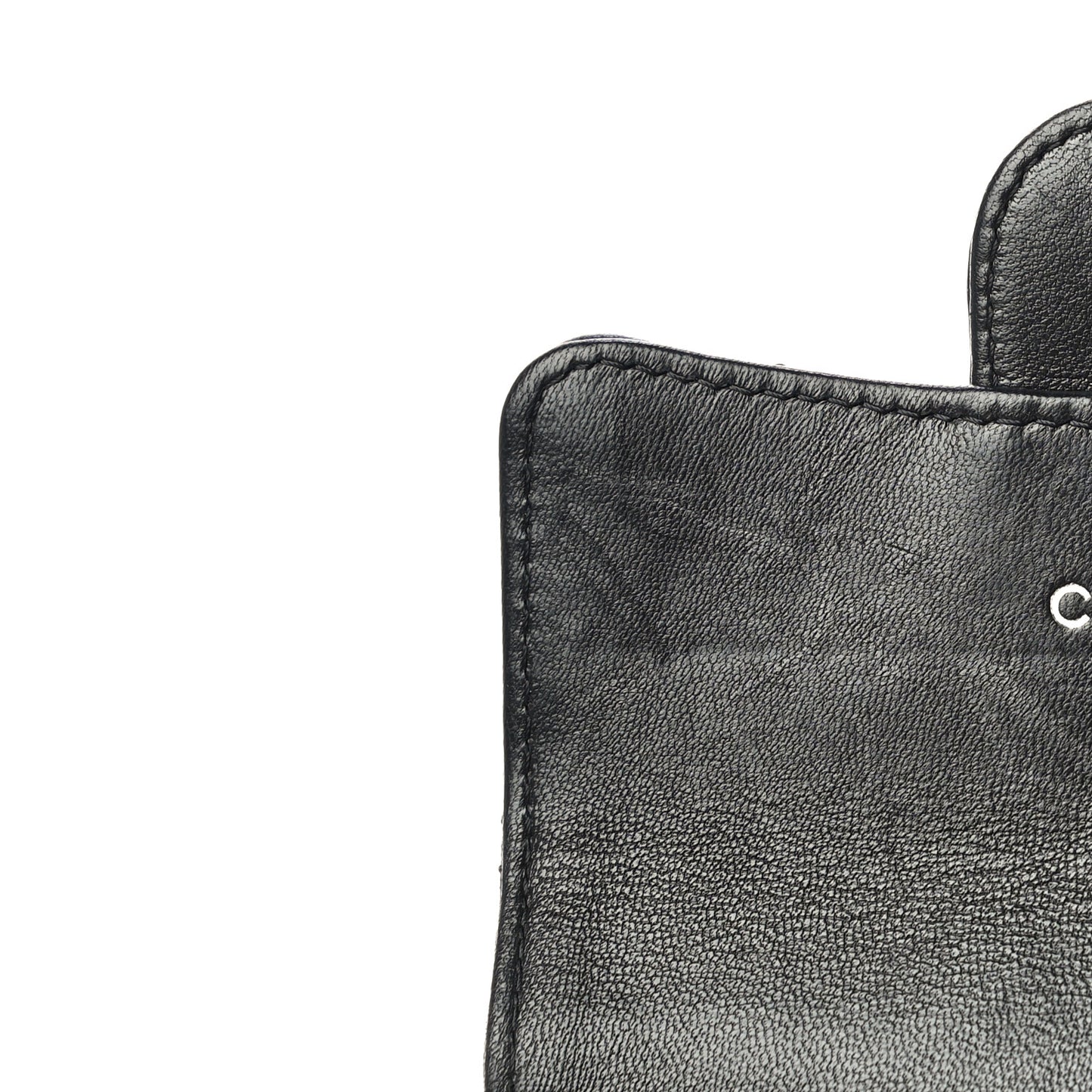 Lambskin Quilted Flap Card Holder Wallet Black